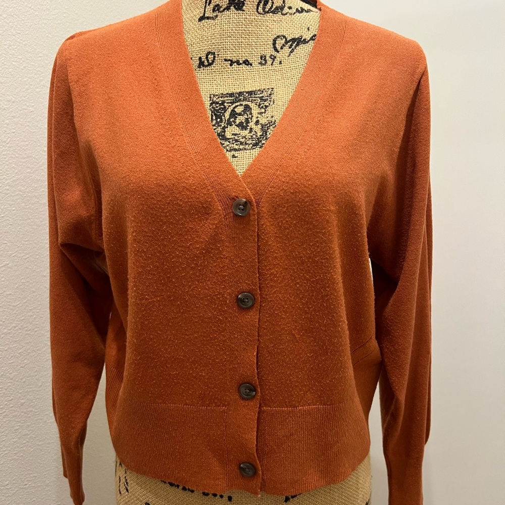 Cropped Rust Cardigan Sweater